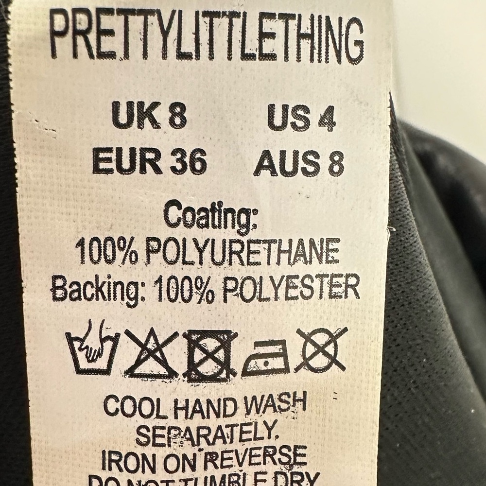 Pretty Little Thing edgy black high waisted faux leather legging pants size 4 - Picture 6 of 7